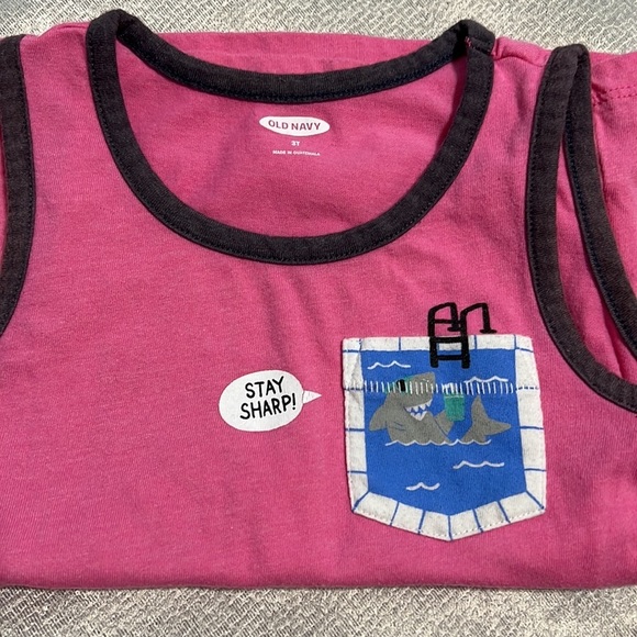 Old Navy Boys Tank, Pink,  3T “Stay Sharp” - Picture 2 of 3